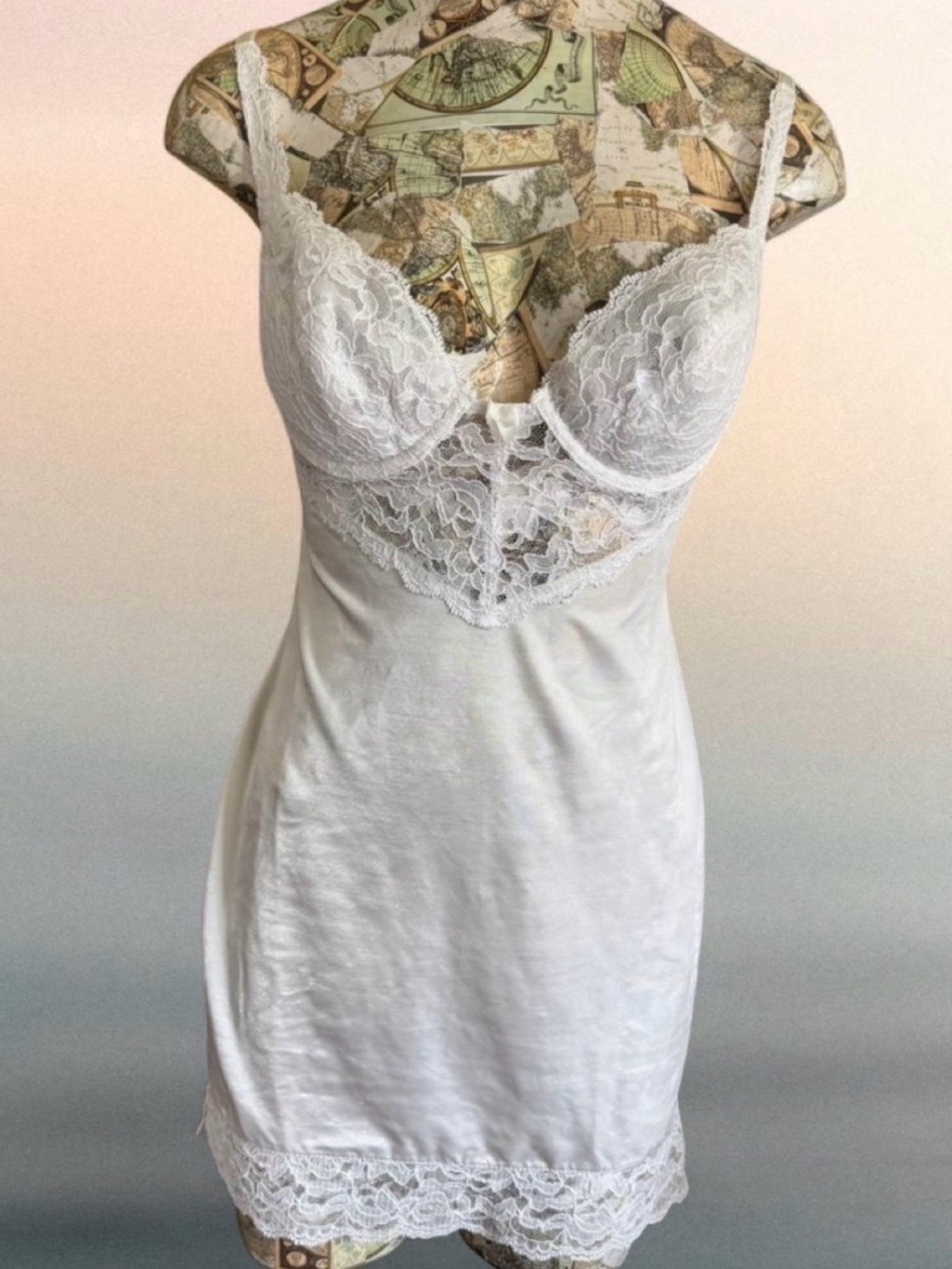 Delicates Vintage Made in USA Bustier Slip Dress Nightie 36B